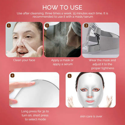 Wireless 7 Colors LED Face Beauty Machine Photon Facial Neck Skin Tighten Rejuvenation Facial Neck Mask